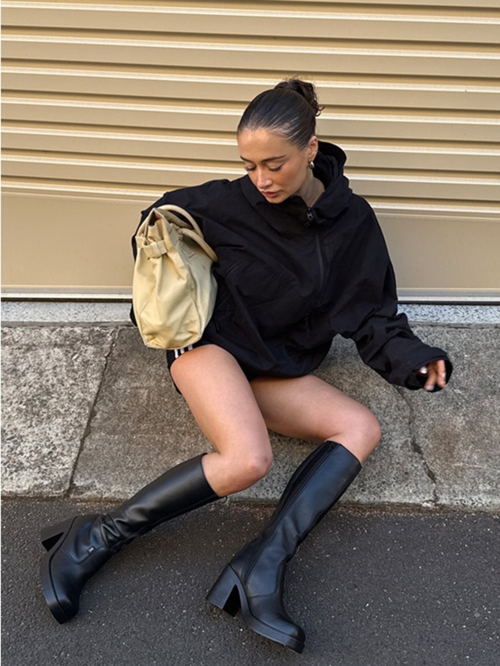 ROC idaho block heel knee high black boots platform